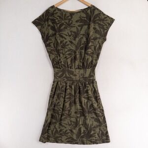 PrAna Cozy Up Skyland Dress Womens Large Green Cargo Palms Hemp Blend Hemmed